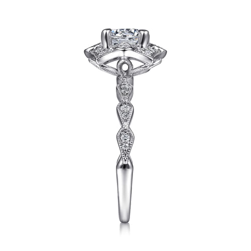 Unique Platinum Art Deco Halo Engagement Ring