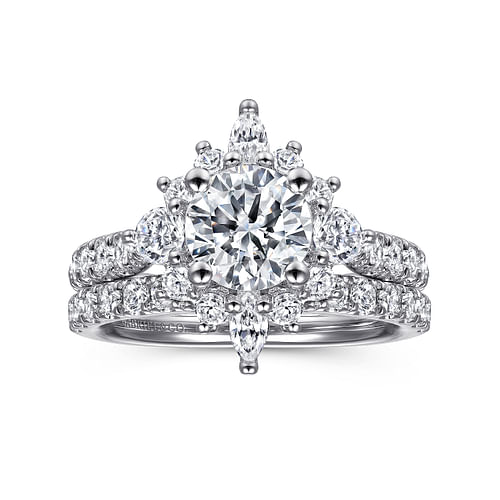 Unique Platinum Round Halo Engagement Ring