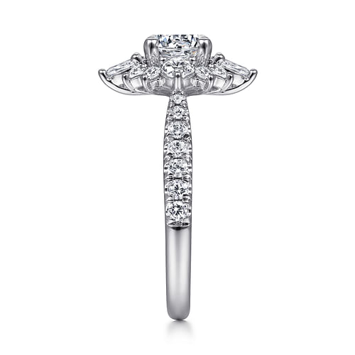Unique Platinum Round Halo Engagement Ring