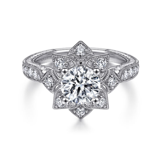 Gabriel - Unique Platinum Round Halo Engagement Ring