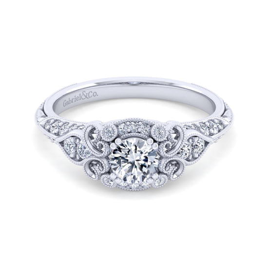 Gabriel - Unique Platinum Vintage Inspired Halo Engagement Ring