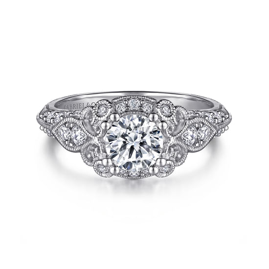 Gabriel - Unique Platinum Vintage Inspired Halo Engagement Ring