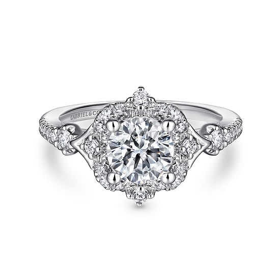 Gabriel - Unique Platinum Vintage Inspired Halo Engagement Ring