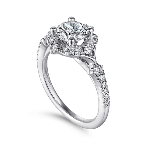 Unique Platinum Vintage Inspired Halo Engagement Ring