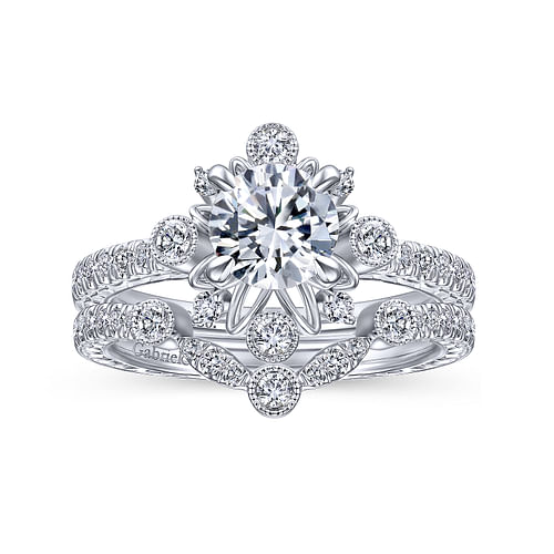 Unique Platinum Vintage Inspired Halo Engagement Ring