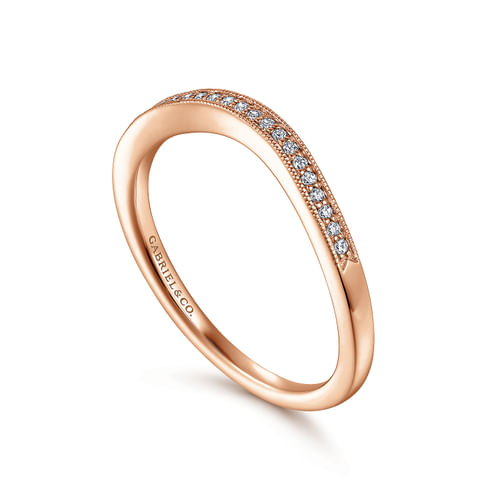 Vintage 14K Rose Gold Diamond Matching Wedding Band