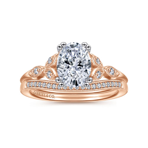 Vintage 14K Rose Gold Diamond Matching Wedding Band