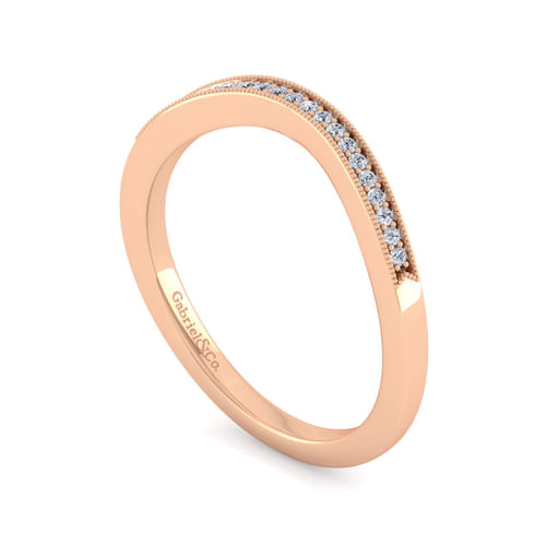 Vintage 14K Rose Gold Diamond Matching Wedding Band