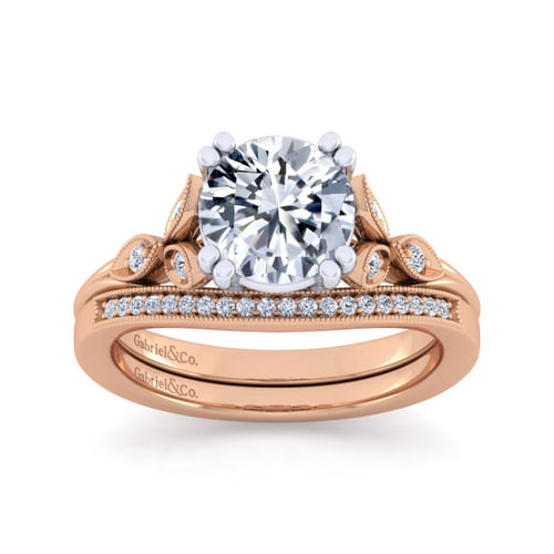 Vintage 14K Rose Gold Diamond Matching Wedding Band