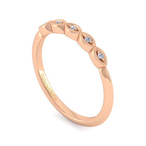 Vintage 14K Rose Gold Diamond Matching Wedding Band