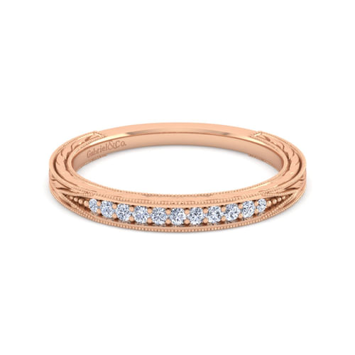 Vintage 14K Rose Gold Diamond Matching Wedding Band