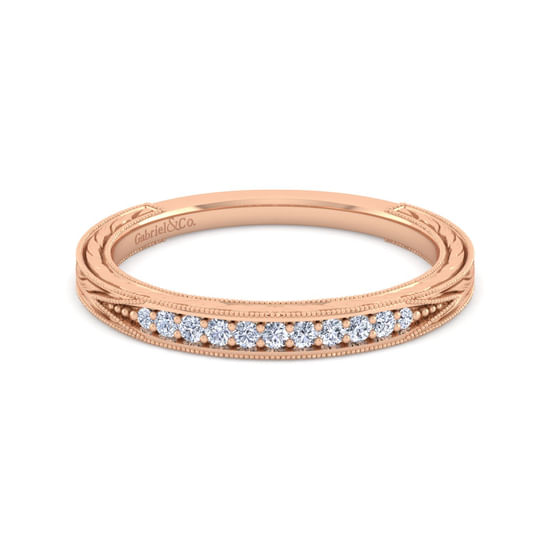 Gabriel - Vintage 14K Rose Gold Diamond Matching Wedding Band