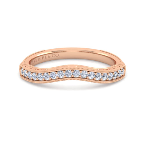 Vintage 14K Rose Gold Diamond Matching Wedding Band