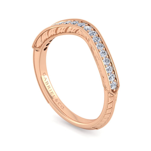 Vintage 14K Rose Gold Diamond Matching Wedding Band