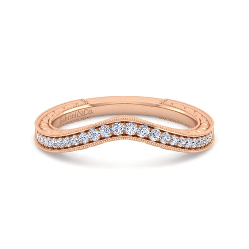 Vintage 14K Rose Gold Diamond Matching Wedding Band