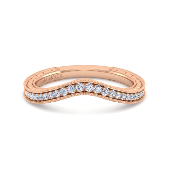 Gabriel - Vintage 14K Rose Gold Diamond Matching Wedding Band