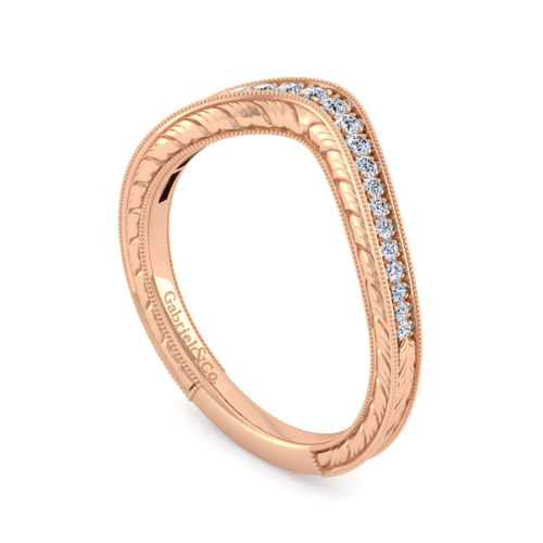 Vintage 14K Rose Gold Diamond Matching Wedding Band