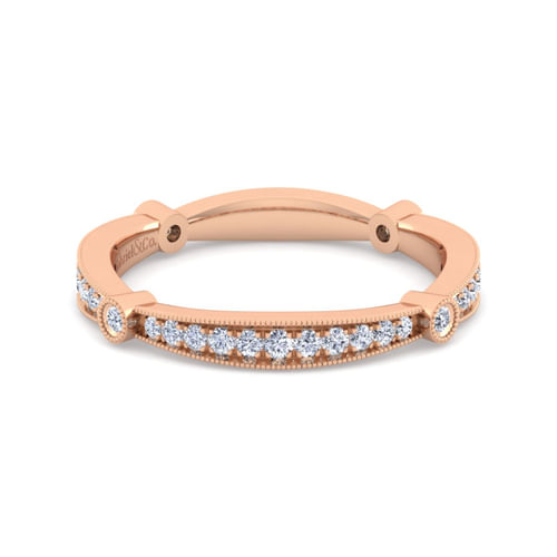 Vintage 14K Rose Gold Diamond Matching Wedding Band