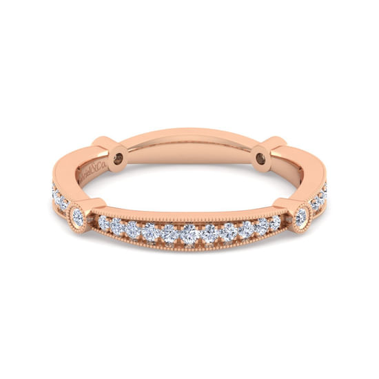 Gabriel - Vintage 14K Rose Gold Diamond Matching Wedding Band