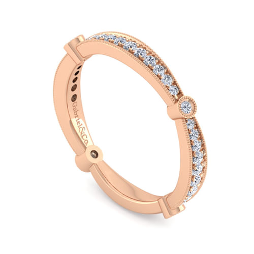 Vintage 14K Rose Gold Diamond Matching Wedding Band