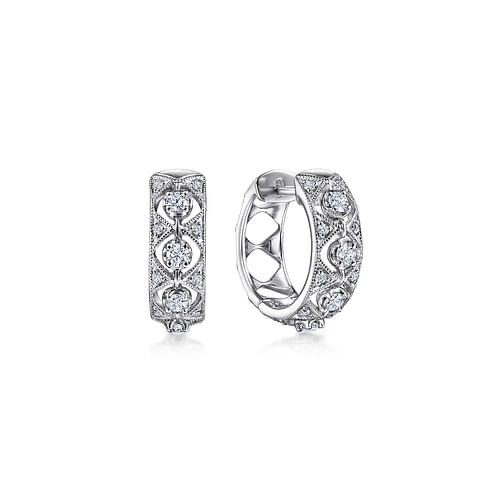 Vintage 14K White Gold 15mm Diamond Earrings