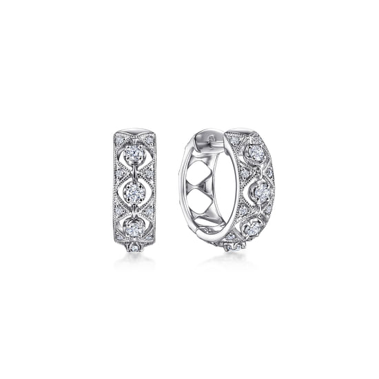 Gabriel - Vintage 14K White Gold 15mm Diamond Earrings