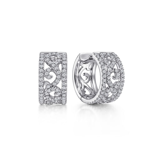 Vintage 14K White Gold 15mm Diamond Earrings