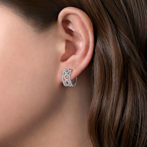 Vintage 14K White Gold 15mm Diamond Earrings