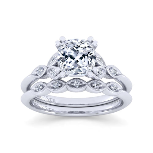 Vintage 14K White Gold Diamond Matching Wedding Band