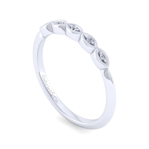 Vintage 14K White Gold Diamond Matching Wedding Band