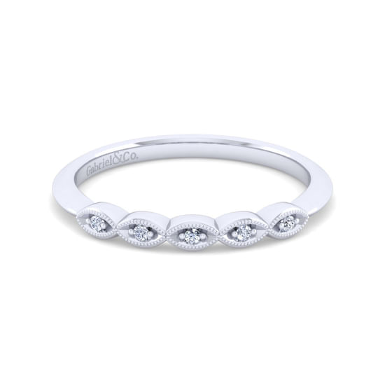 Gabriel - Vintage 14K White Gold Diamond Matching Wedding Band