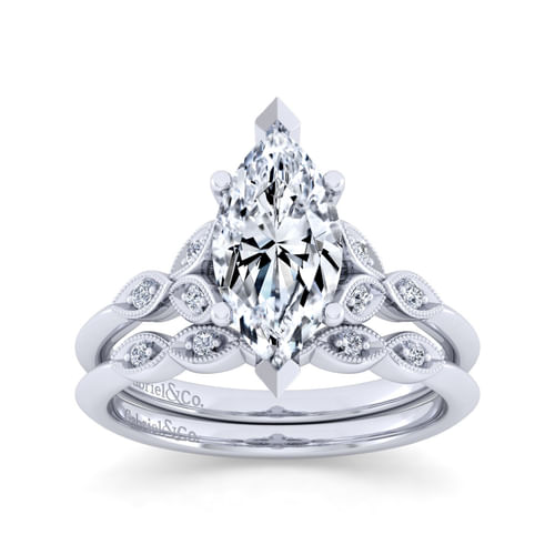 Vintage 14K White Gold Diamond Matching Wedding Band
