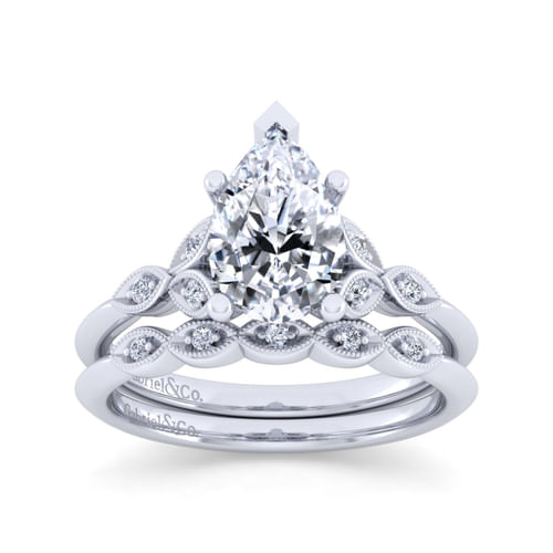 Vintage 14K White Gold Diamond Matching Wedding Band