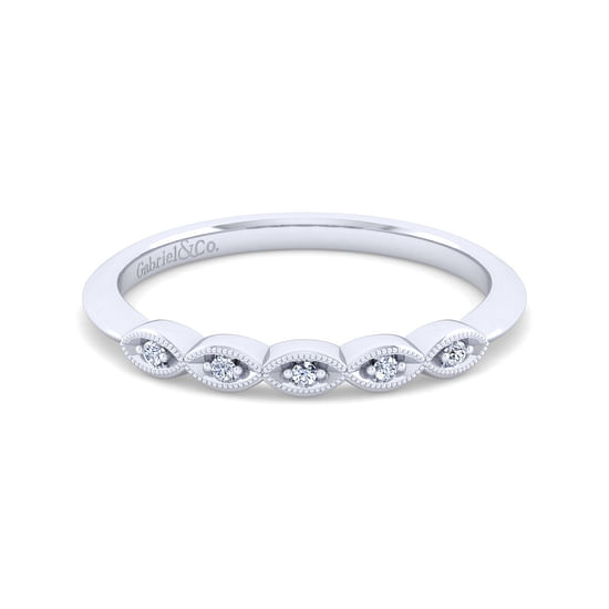 Gabriel - Vintage 14K White Gold Diamond Matching Wedding Band