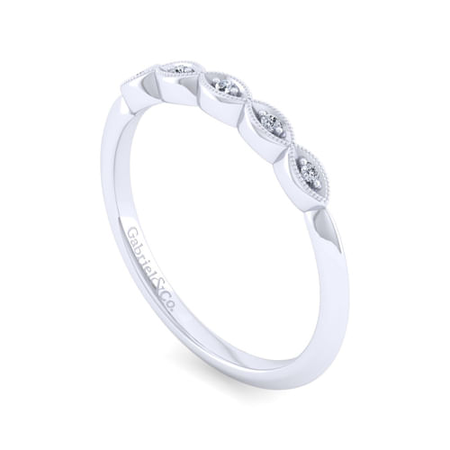 Vintage 14K White Gold Diamond Matching Wedding Band