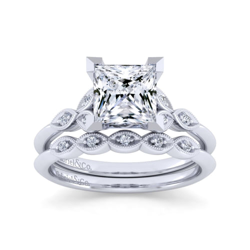 Vintage 14K White Gold Diamond Matching Wedding Band
