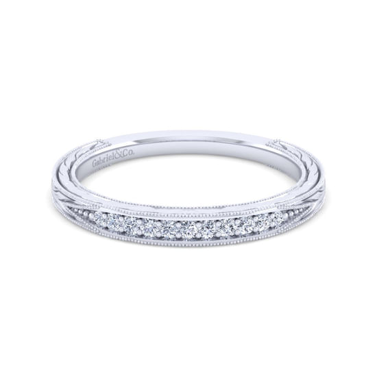 Gabriel - Vintage 14K White Gold Diamond Matching Wedding Band