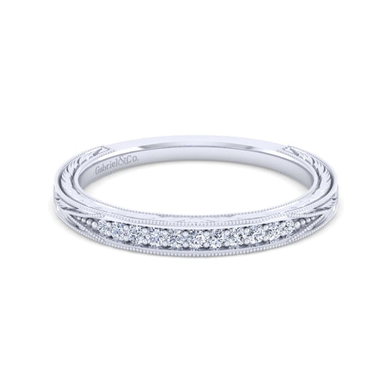 Gabriel - Vintage 14K White Gold Diamond Matching Wedding Band