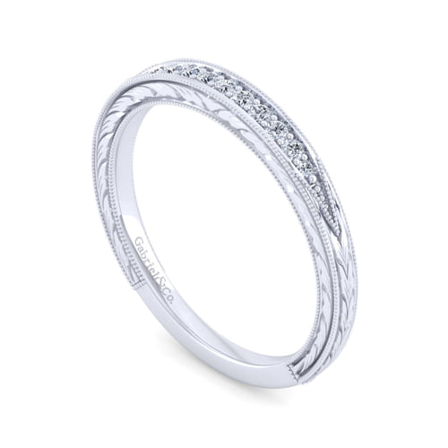 Vintage 14K White Gold Diamond Matching Wedding Band