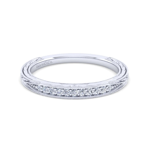 Vintage 14K White Gold Diamond Matching Wedding Band