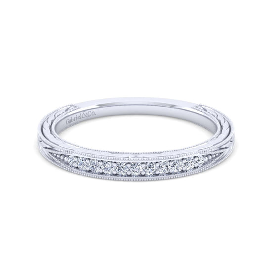 Gabriel - Vintage 14K White Gold Diamond Matching Wedding Band