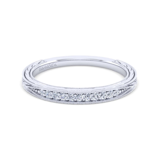 Gabriel - Vintage 14K White Gold Diamond Matching Wedding Band