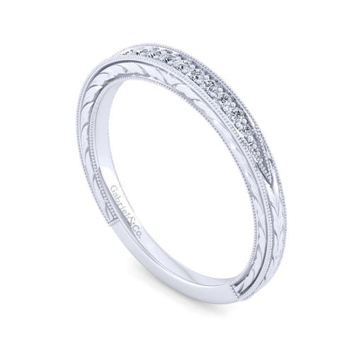 Vintage 14K White Gold Diamond Matching Wedding Band