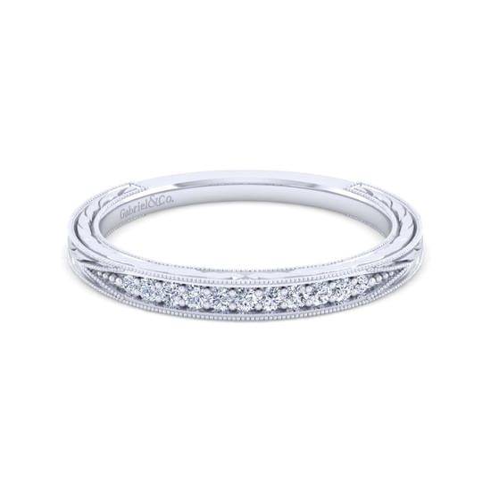 Gabriel - Vintage 14K White Gold Diamond Matching Wedding Band