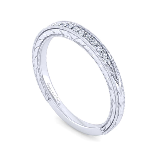Vintage 14K White Gold Diamond Matching Wedding Band