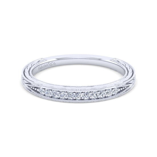Gabriel - Vintage 14K White Gold Diamond Matching Wedding Band