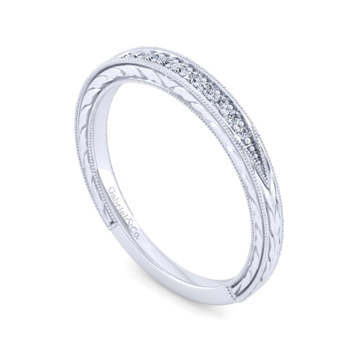 Vintage 14K White Gold Diamond Matching Wedding Band