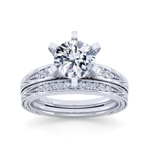 Vintage 14K White Gold Diamond Matching Wedding Band