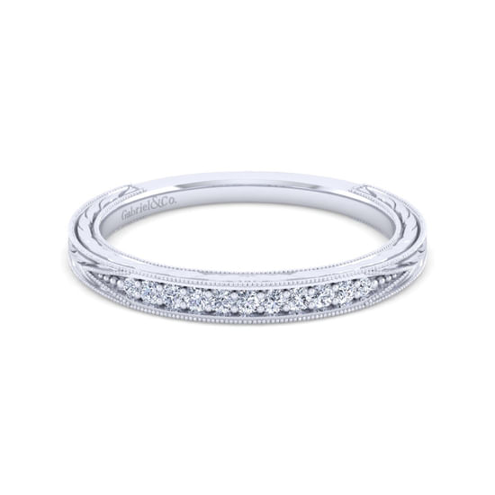 Gabriel - Vintage 14K White Gold Diamond Matching Wedding Band