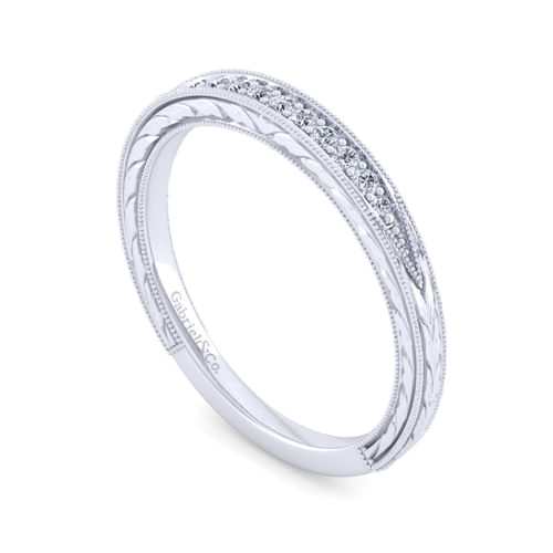 Vintage 14K White Gold Diamond Matching Wedding Band